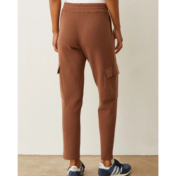 MONROW Waffle cargo joggers Burnt Caramel Small NWT - Picture 3 of 7